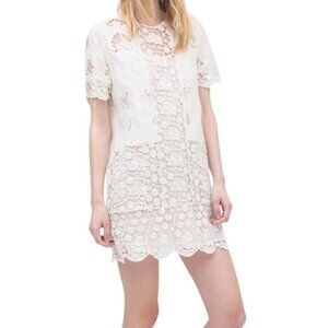 Zara Boho White Lace Crochet Women's Mini Dress Size XS